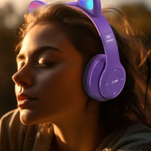 Słuchawki Retoo SŁUCHAWKI DLA DZIECI BLUETOOTH KOCIE USZY KOT LED RGB NAUSZNE MIKROFON 8