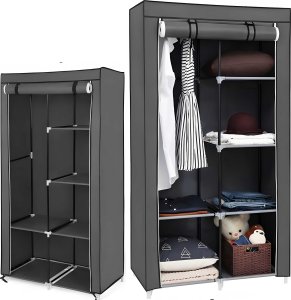 Retoo MATERIAŁOWA SZAFA TEKSTYLNA SKŁADANA GARDEROBA ORGANIZER NA UBRANIA REGAŁ 2