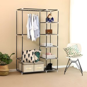 Retoo MATERIAŁOWA SZAFA TEKSTYLNA SKŁADANA GARDEROBA ORGANIZER NA UBRANIA REGAŁ 10