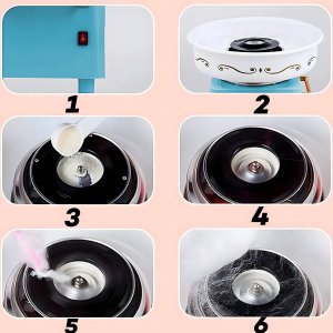 Retoo WATA CUKROWA MASZYNA DO WATY CUKROWEJ DOMOWA MASZYNKA PATYCZKI 6