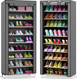 Retoo SZAFKA REGAŁ NA BUTY TEKSTYLNA DUŻA MATERIAŁOWA SKŁADANA ORGANIZER 9 PÓŁEK 2