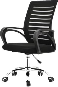 Krzesło biurowe Retoo FOTEL BIUROWY OBROTOWY KRZESŁO BIUROWE DO BIURKA SIATKA CZARNY 150KG 14