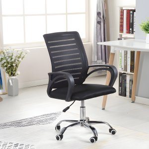 Krzesło biurowe Retoo FOTEL BIUROWY OBROTOWY KRZESŁO BIUROWE DO BIURKA SIATKA CZARNY 150KG 15