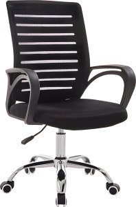 Krzesło biurowe Retoo FOTEL BIUROWY OBROTOWY KRZESŁO BIUROWE DO BIURKA SIATKA CZARNY 150KG 2