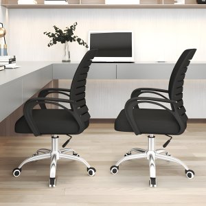 Krzesło biurowe Retoo FOTEL BIUROWY OBROTOWY KRZESŁO BIUROWE DO BIURKA SIATKA CZARNY 150KG 10