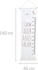 Home Styling Collection Miarka wzrostu na ścianę płócienna z frędzlami, do 160 cm wzrostu, 40 x 140 cm 2