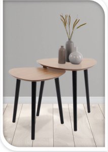 Home Styling Collection Zestaw stolików kawowych z trzema nogami z drewna sosnowego, 2 sztuki 2