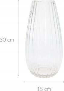 Home Styling Collection Wazon szklany CLEAR, przezroczyste, ryflowane szkło, Ø 15 x 30 cm 2
