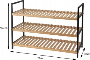 Storage Solutions Półka na buty, 3 poziomy, bambus i metalowy stelaż, 70 x 30 x 48,5 cm 3