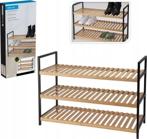 Storage Solutions Półka na buty, 3 poziomy, bambus i metalowy stelaż, 70 x 30 x 48,5 cm 4