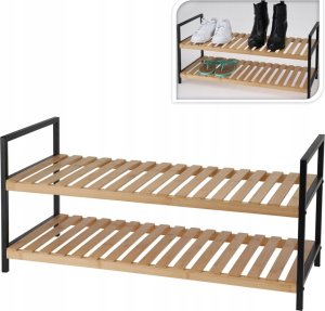 Storage Solutions Półka na buty, 2 poziomy, bambus i metalowy stelaż, 70 x 30 x 32 cm 2