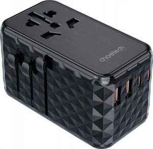 Choetech Adapter podróżny Choetech PD6028 EU / US / AUS / UK 2x USB-C 2x USB-A 100W - czarny 1