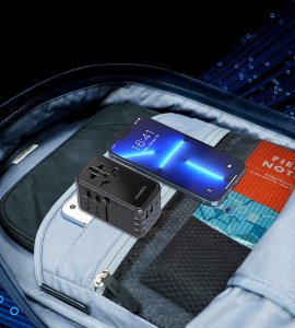 Choetech Adapter podróżny Choetech PD6028 EU / US / AUS / UK 2x USB-C 2x USB-A 100W - czarny 3