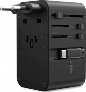Choetech Adapter podróżny Choetech PD5020 35W EU / US / AUS / UK z wbudowanym kablem USB-C - czarny 2