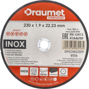 DRAUMET DRAUMET PREMIUM tarcza do cięcia metalu INOX 230x1,9mm one size 1