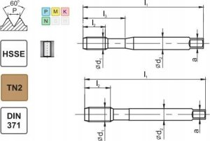 Fanar GWINTOWNIK UNC No 8-32  DIN-371B (2B) HSSE TIN 800X 1