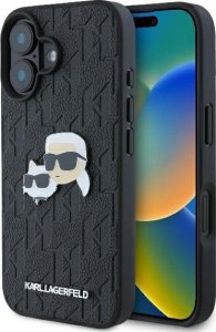 Karl Lagerfeld Karl Lagerfeld KLHCP16SPGKLKCPK iPhone 16 6.1" czarny/black hardcase Monogram Karl&Chaoupette Head Pin 1