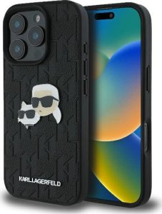 Karl Lagerfeld Karl Lagerfeld KLHCP16LPGKLKCPK iPhone 16 Pro 6.3" czarny/black hardcase Monogram Karl&Chaoupette Head Pin 1