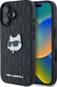 Karl Lagerfeld Karl Lagerfeld KLHCP16SPGKLCHPK iPhone 16 6.1" czarny/black hardcase Monogram Choupette Head Pin 1