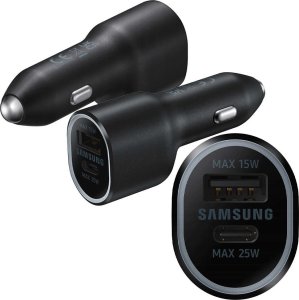 Ładowarka Samsung Oryginalna Ładowarka do samochodu Samsung EP-L4020NBEGEU USB + TYPE-C 15W/ 25W Czarna 1