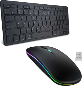 Klawiatura + mysz Alogy Alogy Uniwersalna Klawiatura Bezprzewodowa Bluetooth Czarna + Cicha Mysz 1600 DPI 1