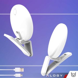 Lampka USB Alogy Lampka LED Mini Selfie Ring Klips do nagrywania robienia zdjęć do telefonu z klipsem Biała 12