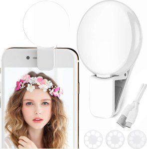 Lampka USB Alogy Lampka LED Mini Selfie Ring Klips do nagrywania robienia zdjęć do telefonu z klipsem Biała 13