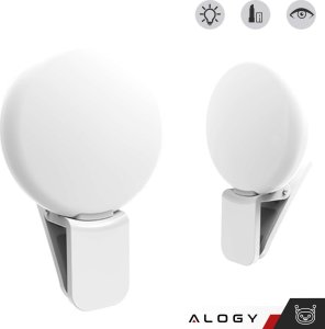 Lampka USB Alogy Lampka LED Mini Selfie Ring Klips do nagrywania robienia zdjęć do telefonu z klipsem Biała 2