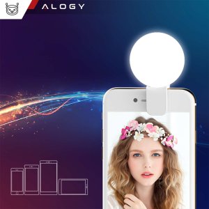 Lampka USB Alogy Lampka LED Mini Selfie Ring Klips do nagrywania robienia zdjęć do telefonu z klipsem Biała 7