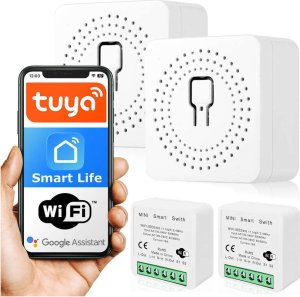 Alogy Inteligentny zestaw 2x przełącznik WiFi Alogy mini dopuszkowy włącznik Tuya Smart Life 16A inteligentny dom biały 1