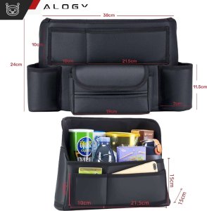 Alogy Organizer samochodowy do auta między fotel siedzenie samochodowe Alogy Car uchwyt na napoje chusteczki Czarny 2