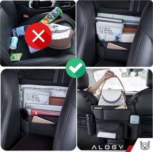 Alogy Organizer samochodowy do auta między fotel siedzenie samochodowe Alogy Car uchwyt na napoje chusteczki Czarny 9