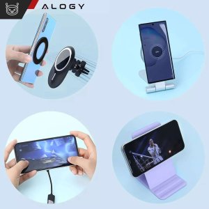 Alogy Blaszka magnetyczna do MagSafe naklejka Ring Pierścień Nakładka na Uchwyt Uniwersalna skórzana Alogy Magnetic czarna 4