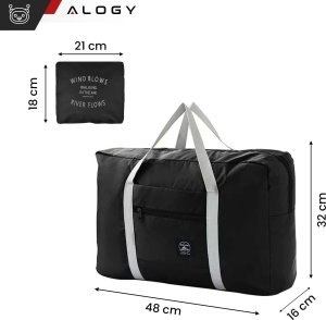 Alogy Torba podróżna sportowa na ramię męska damska na siłownie treningowa bagaż podręczny 48x32 materiałowa Sport Czarna 2