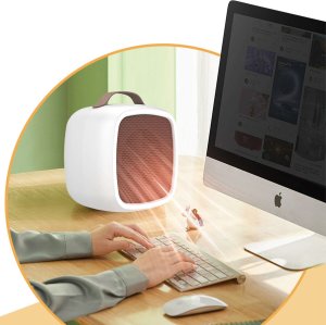 Termowentylator Alogy Grzejnik elektryczny farelka termowentylator mini 500W nagrzewnica ogrzewacz biurkowy do kontaktu Alogy biały 7