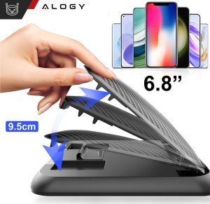 Alogy Uchwyt samochodowy na kokpit deskę do auta Carbon na telefon do 6.8 cali GPS czarny + Organizer 4