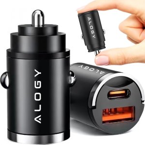 Ładowarka Alogy Ładowarka samochodowa USB QC 4.0 + USB-C typ C PD 30W szybka mocna do telefonu Alogy Car czarna 1