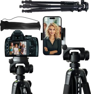 Statyw Alogy Statyw Fotograficzny Tripod Uniwersalny stojak do Kamer 1/4 uchwyt na telefon aparat 170cm Alogy Czarny 1