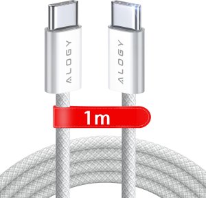 Kabel zasilający Alogy Kabel USB-C typ C mocny szybki 60W PD 1M do iPhone 15/Pro/Max iPad MacBook nylonowy przewód Alogy Biały 1