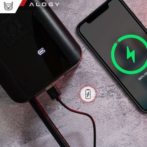 Alogy Pompka elektryczna rowerowa do roweru Bezprzewodowa Kompresor Samochodowy przenośny z latarką 150 PSI Alogy Czarna 11