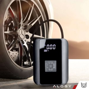 Alogy Pompka elektryczna rowerowa do roweru Bezprzewodowa Kompresor Samochodowy przenośny z latarką 150 PSI Alogy Czarna 2