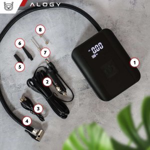 Alogy Pompka elektryczna rowerowa do roweru Bezprzewodowa Kompresor Samochodowy przenośny z latarką 150 PSI Alogy Czarna 4
