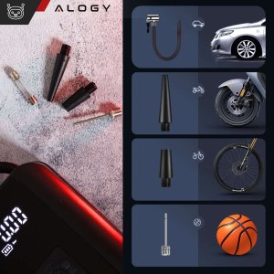 Alogy Pompka elektryczna rowerowa do roweru Bezprzewodowa Kompresor Samochodowy przenośny z latarką 150 PSI Alogy Czarna 5