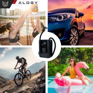 Alogy Pompka elektryczna rowerowa do roweru Bezprzewodowa Kompresor Samochodowy przenośny z latarką 150 PSI Alogy Czarna 9