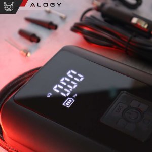 Alogy Pompka elektryczna rowerowa do roweru Bezprzewodowa Kompresor Samochodowy przenośny z latarką 150 PSI Alogy Czarna 10