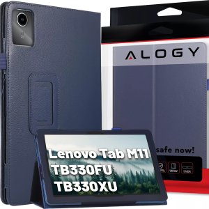 Etui na tablet Alogy Etui do Lenovo Tab M11 10.95" TB330FU/TB330XU/TB331FC stojak pokrowiec obudowa z klapką na tablet Case Alogy Granatowe 1