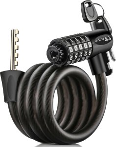 Alogy Zapięcie do roweru blokada rowerowa mocna linka 120cm zabezpieczenie rowerowe na kod szyfr kluczyk Alogy czarny 14