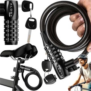 Alogy Zapięcie do roweru blokada rowerowa mocna linka 120cm zabezpieczenie rowerowe na kod szyfr kluczyk Alogy czarny 16