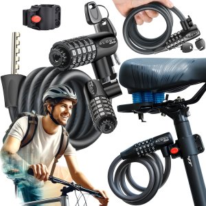 Alogy Zapięcie do roweru blokada rowerowa mocna linka 120cm zabezpieczenie rowerowe na kod szyfr kluczyk Alogy czarny 17