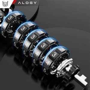 Alogy Zapięcie do roweru blokada rowerowa mocna linka 120cm zabezpieczenie rowerowe na kod szyfr kluczyk Alogy czarny 7